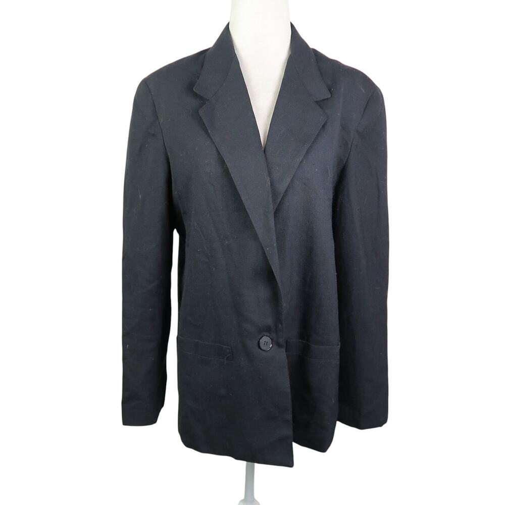 Vintage 80s Emo Black Blazer Jacket Button Closure Size 16